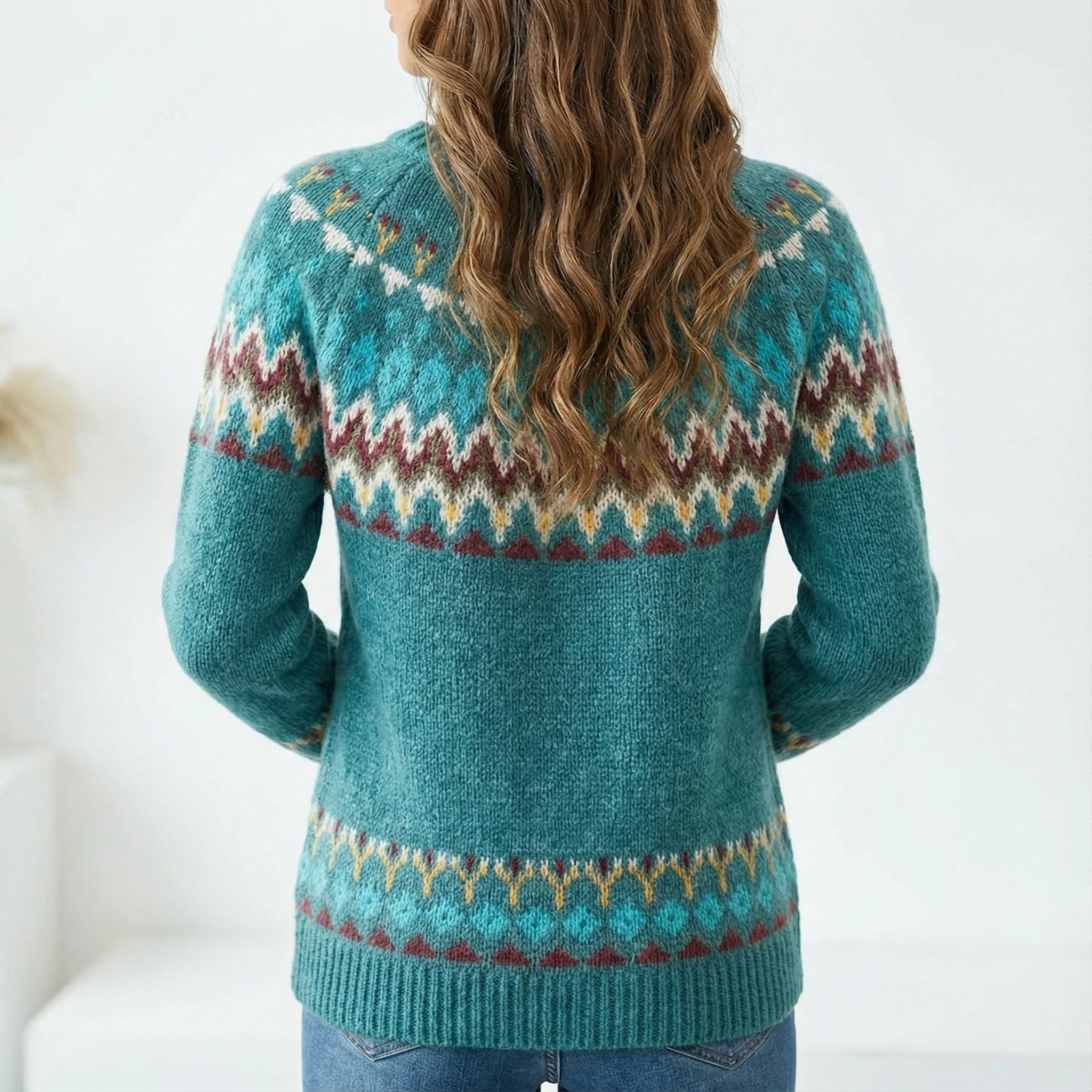 Damska bluza retro, ciepły sweter świąteczny