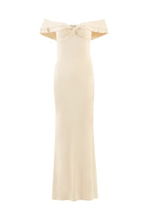 dresses : Bianca – Robe longue moulante en satin à épaules dénudées in van Seroa