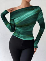 T-shirts : Noelia | Tee Shirt Manche Longue Femme Élegant Asymétrique in Légumes van Seroa