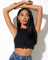 Top Court Femme Sportif avec Détails Boutons 3