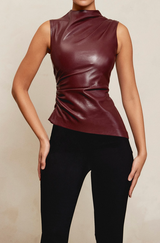 Chemises et Blouses : Noelle | Top Slim-Fit en Cuir Luxe pour Femmes in van Seroa
