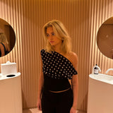 top blouses : Lara | Haut Femme Aéré à Pois in van Seroa