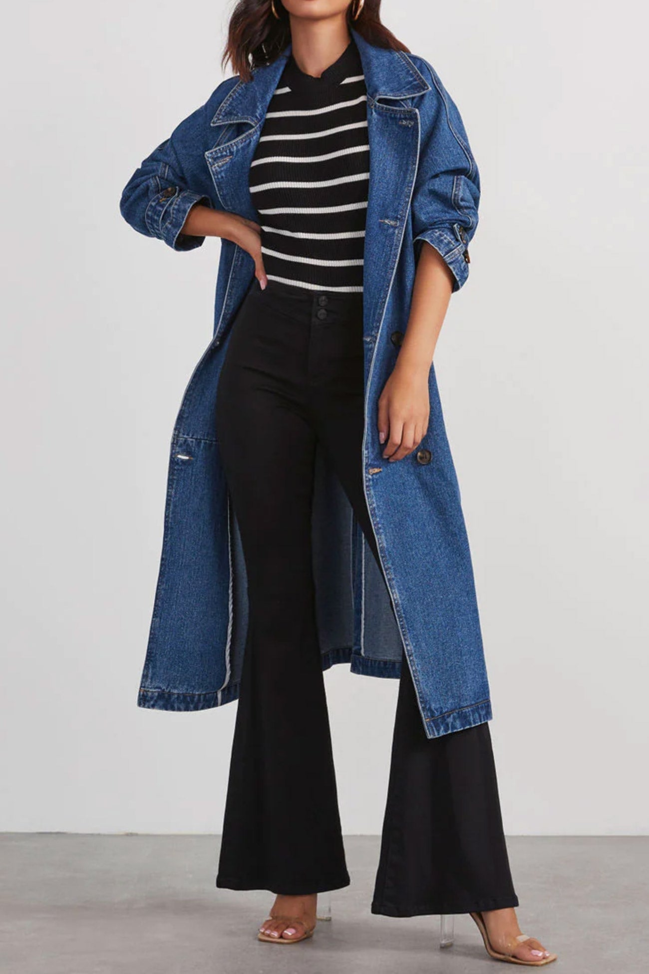Trench Femme en Jean Chic Ajusté 4