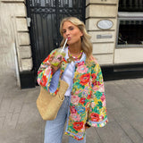 Veste Bomber Femme Imprimé Floral Élégante 0