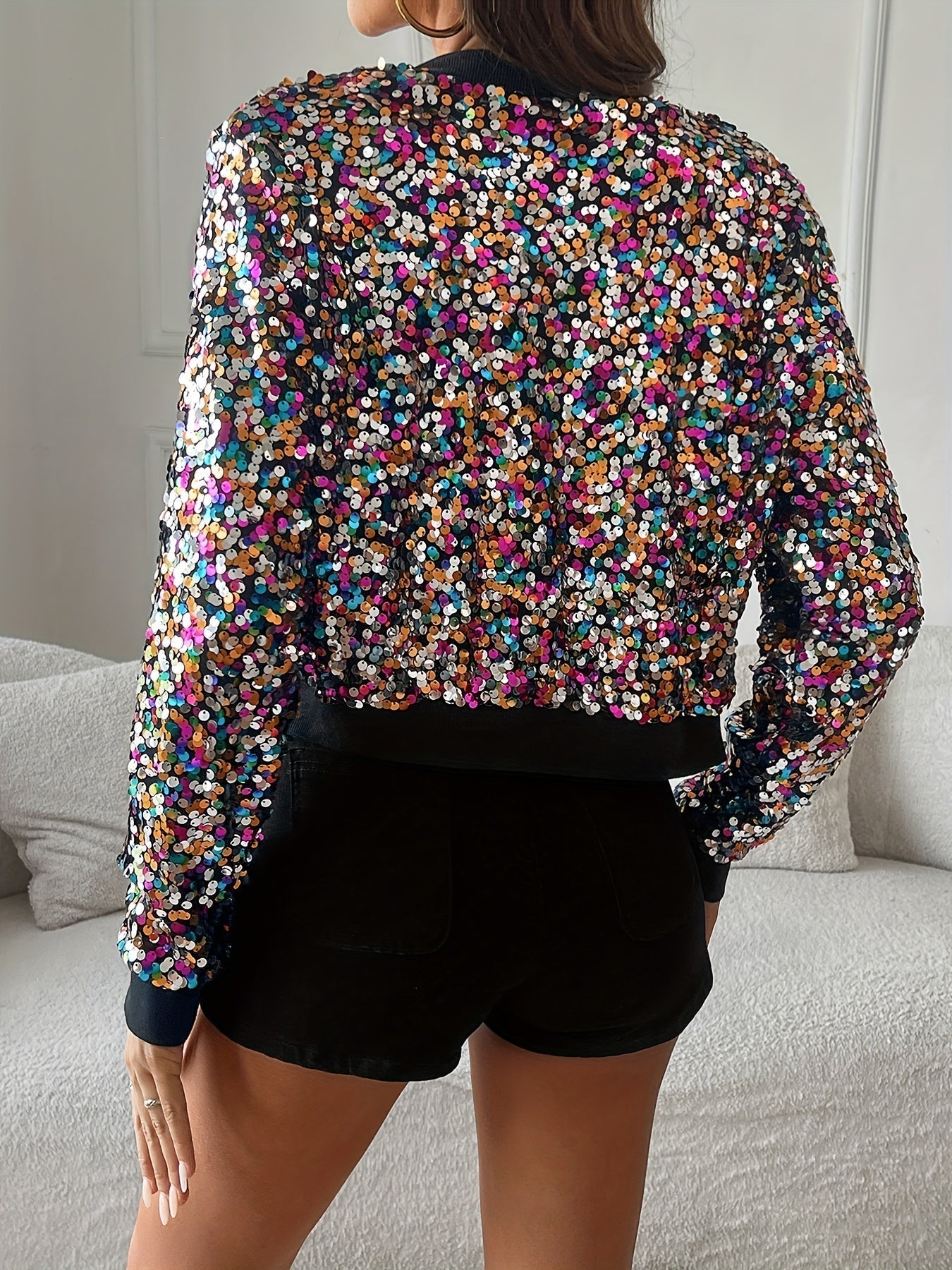 Veste Femme Bomber à Paillettes Élégante 2