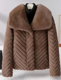 Veste Femme en Faux Vison Chevron Satin Autumn Collection