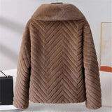 Veste Femme Chic en Faux Vison Chevron 2
