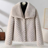 Veste Femme Chic en Faux Vison Chevron 5