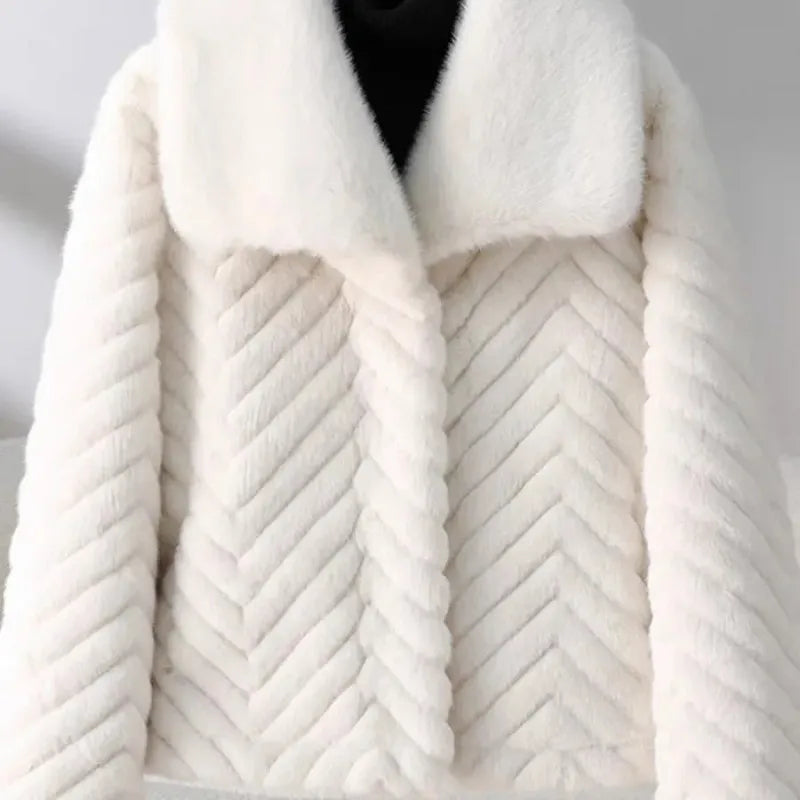 Veste Femme Chic en Faux Vison Chevron 6