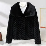 Veste Femme Chic en Faux Vison Chevron 7