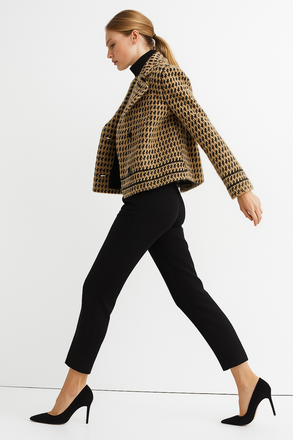 Veste Femme Chic en Maille Pied-de-Poule 2