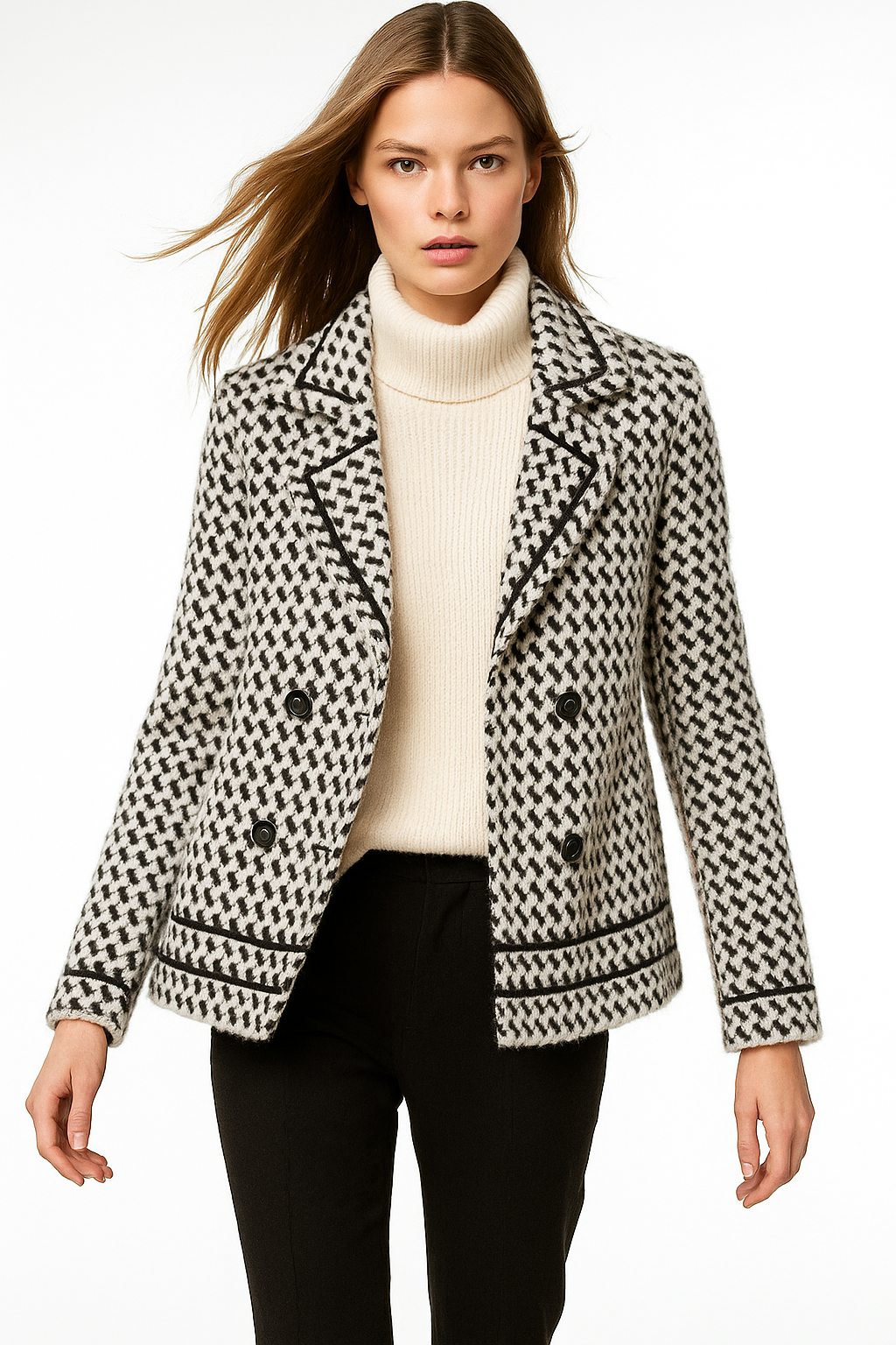 Veste Femme Chic en Maille Pied-de-Poule 5