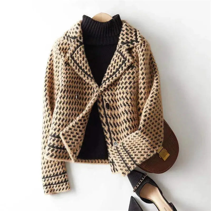 Veste Femme Chic en Maille Pied-de-Poule 8