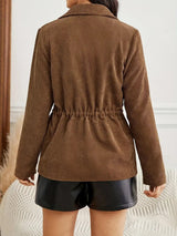 Veste Femme Chic en Velours Côtelé Marron 4