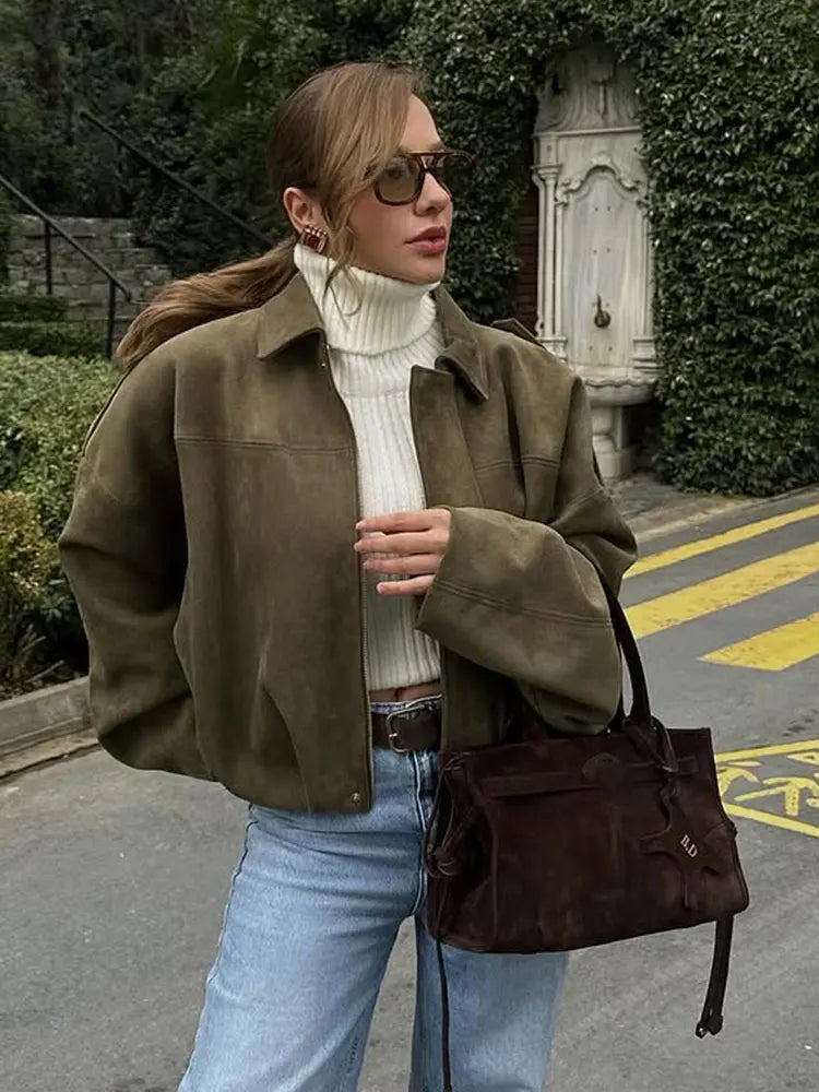Veste Femme Décontractée en Daim Ample 2