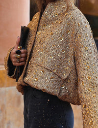 Warme, glitzernde Damenjacke für den Winter – elegant und bequem