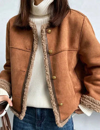 Veste Élégante en Daim avec Garniture Chaude Femme