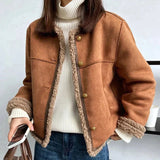Veste Femme Élégante en Daim Chaud 0