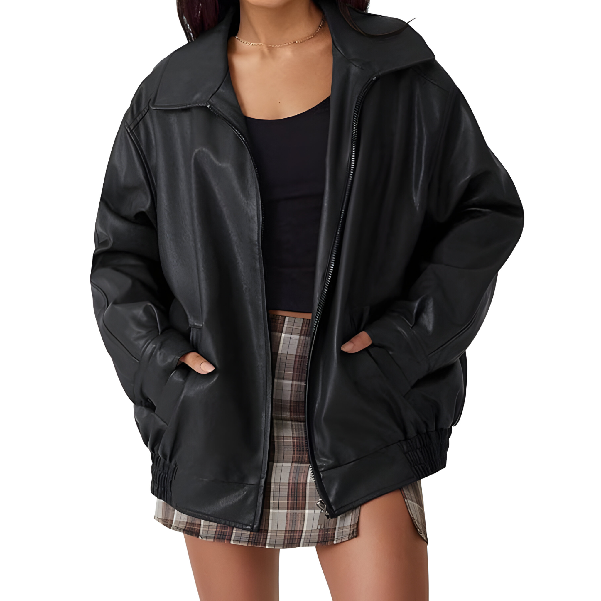 Kurtka damska oversize w stylu vintage motocyklowym
