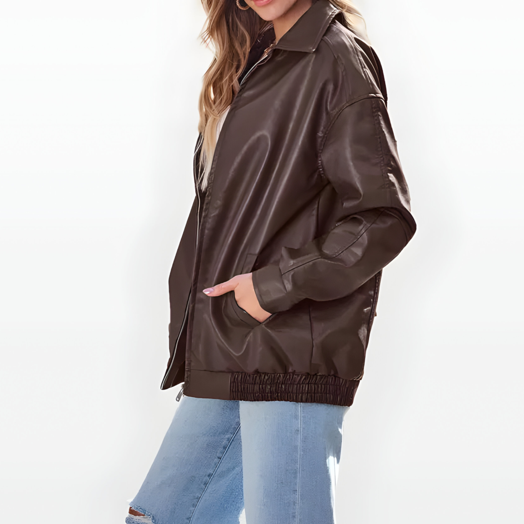 Kurtka damska oversize w stylu vintage motocyklowym