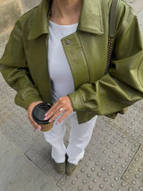 Veste Femme Oversize en Similicuir Tendance 0