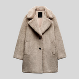 Veste Femme Teddy Élégante Hiver Beige 1
