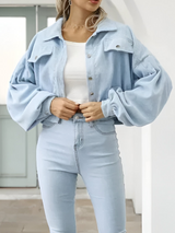 Carol | Veste Femme Velours Côtelé Manches Lanternes