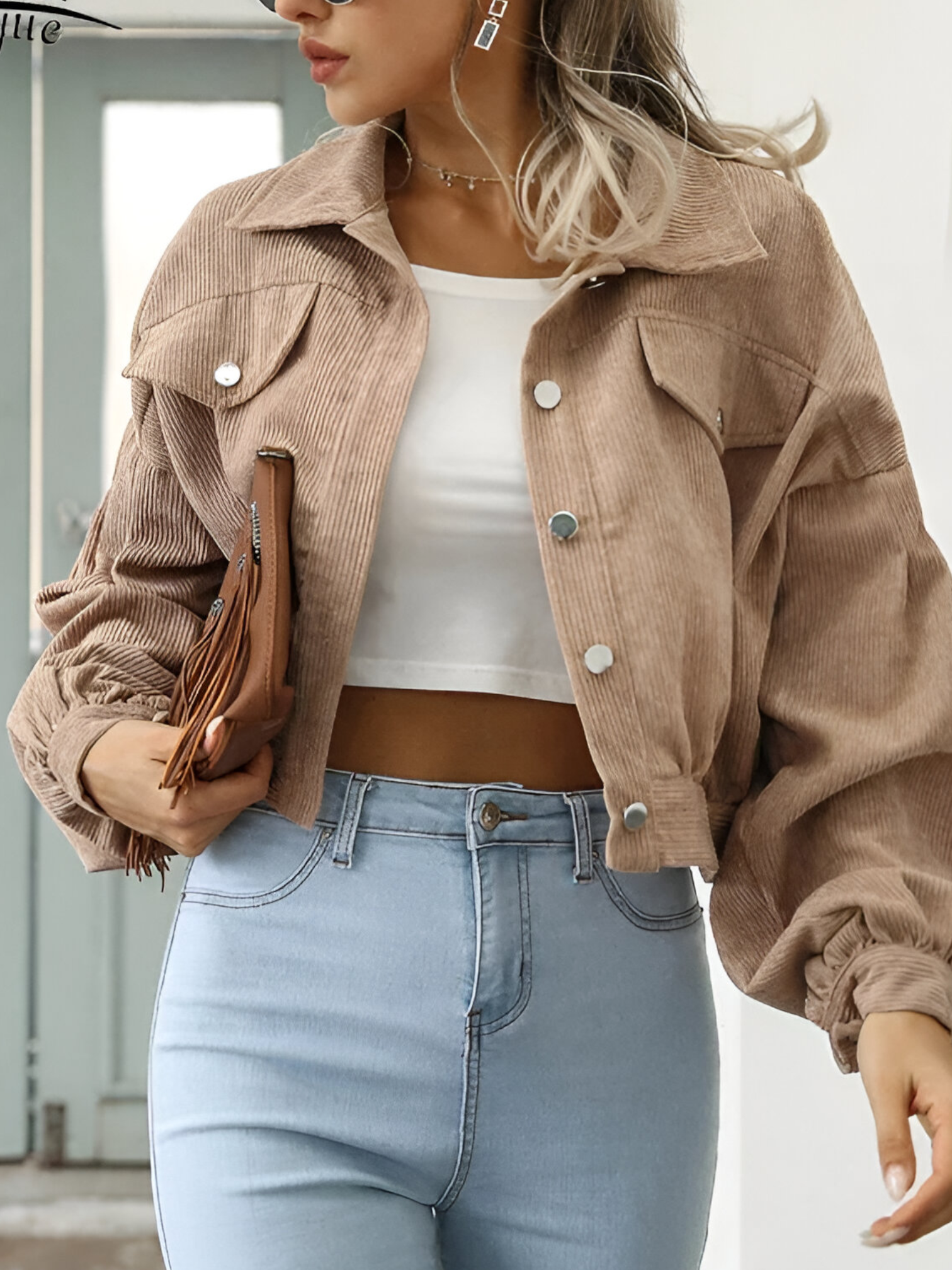 Carol | Veste Femme Velours Côtelé Manches Lanternes