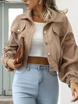 Carol | Veste Femme Velours Côtelé Manches Lanternes