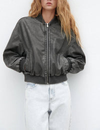 Vintage Damenlederjacke, Herbstkollektion, Vintage-Mode