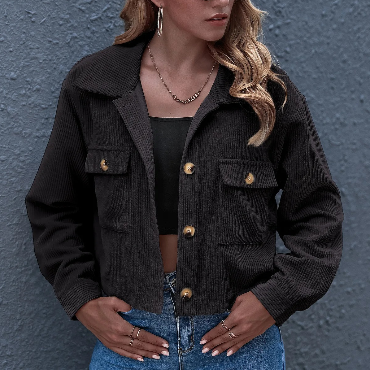 Veste Femme en Velours Côtelé Élégante 2