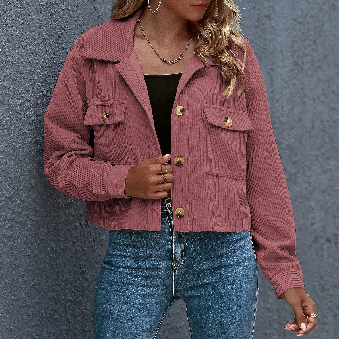 Veste Femme en Velours Côtelé Élégante 3