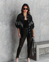 Veste en Jean Femme Tendance avec Pompons 3