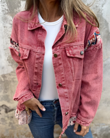 Levana | Veste en Jean Patchwork Femme Décontractée