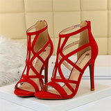 sandals : Ruby | Sandales Femme Gladiateur Cuir Talon in Rouge van Seroa
