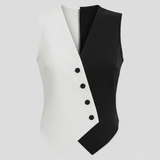 Sophie - Blouse Chic Sans Manches avec Boutons Asymétriques