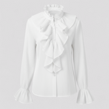 Céleste – Blouse Élégante à Volants avec Manches Statement