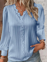 Boho-Bluse mit Falten und Spitze für Damen