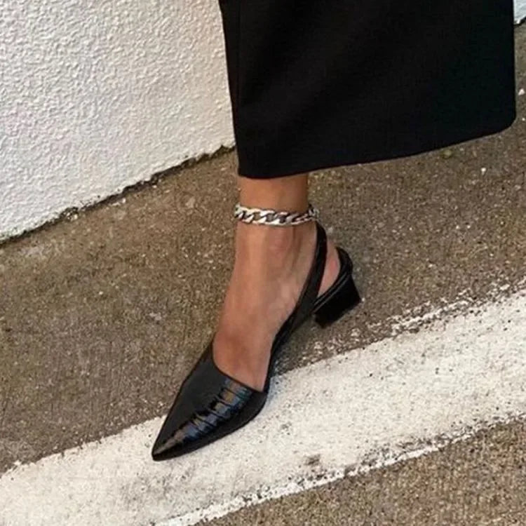 other : Josie – Escarpins élégants à talon bloc avec bride arrière et motif croco embossé in van Seroa