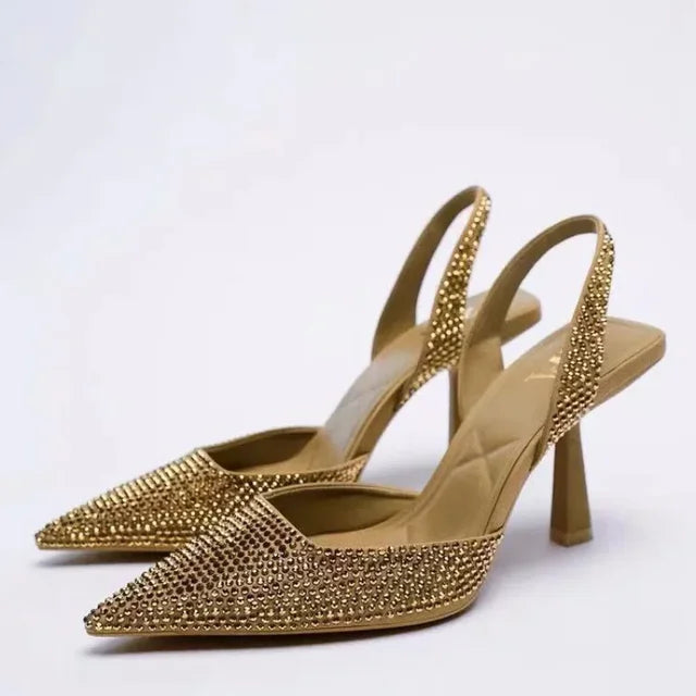 sandals : Eliza | Sandales Femme Cuir Élégantes à Talon Haut in Or van Seroa