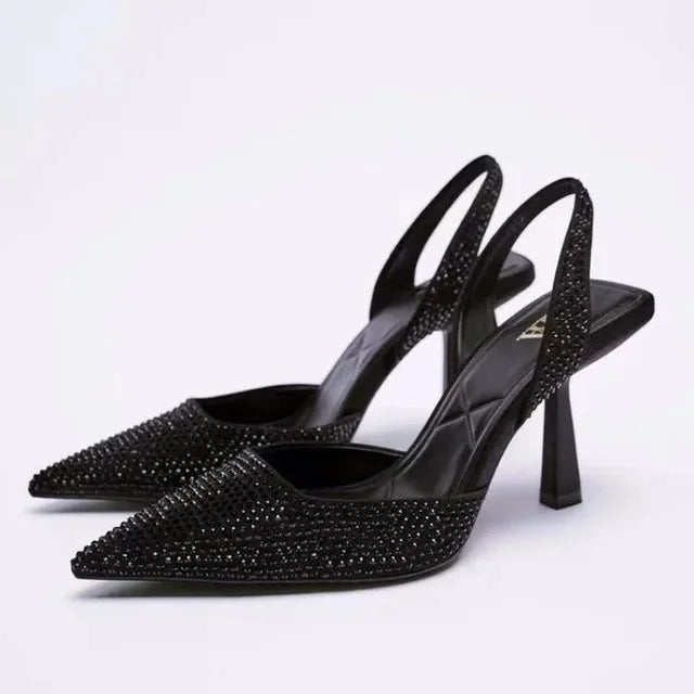 sandals : Eliza | Sandales Femme Cuir Élégantes à Talon Haut in Noir van Seroa