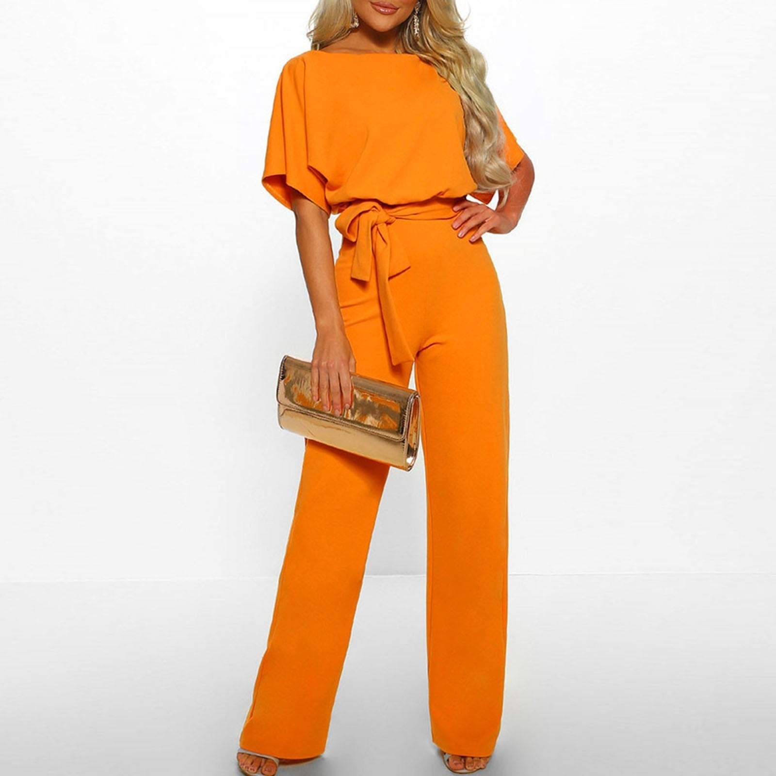 dresses : Lyla – Élégante Combinaison ceinturée à Jambes Larges in Jaune van Seroa