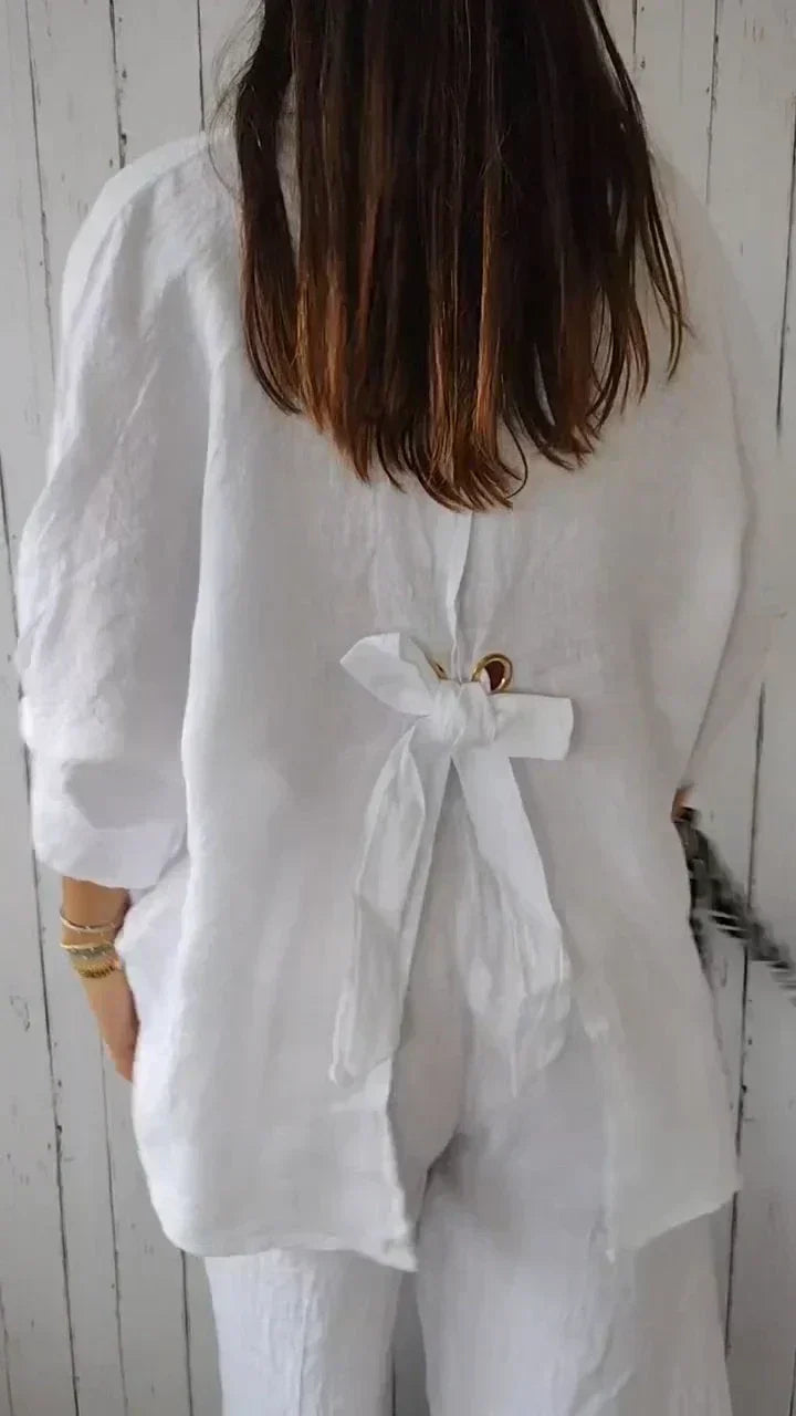 top blouses : Callie – Chemise Élégante et Légère en Lin à Coupe Décontractée in van Seroa