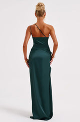 dresses : Valeria – Robe de soirée élégante en satin, asymétrique avec fente haute in van Seroa