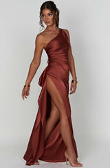 dresses : Victoria - Robe de Cocktail Sophistiquée en Satin à une épaule in van Seroa