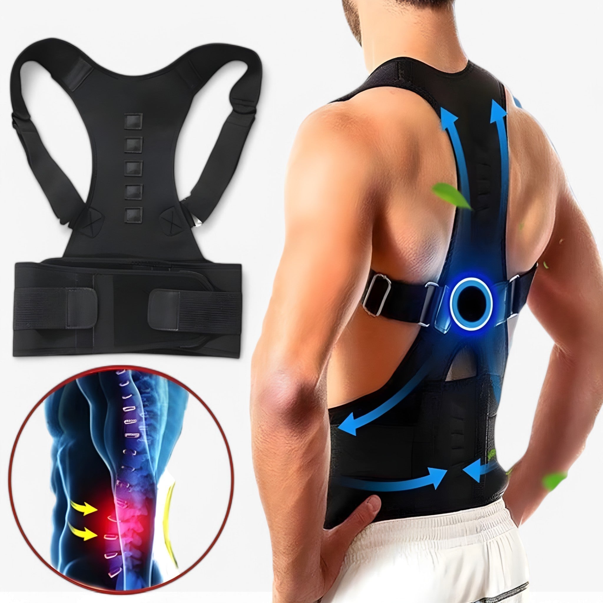 BeltGuard korektor postawy unisex, regulowany i oddychający, dla mężczyzn i kobiet