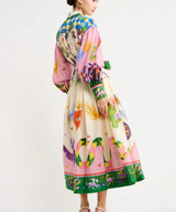 dresses : Giana - Robe Bohème Maxi à Imprimés Artistiques et Manches Bouffantes in van Seroa