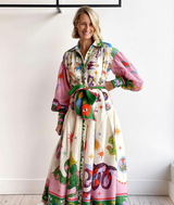 dresses : Giana - Robe Bohème Maxi à Imprimés Artistiques et Manches Bouffantes in van Seroa