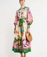 dresses : Giana - Robe Bohème Maxi à Imprimés Artistiques et Manches Bouffantes in van Seroa