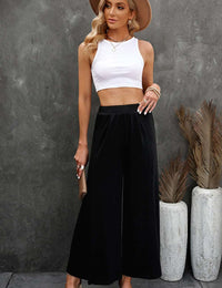 Weite Damenhose in Schwarz mit Fen-Röcken, elegante Mode